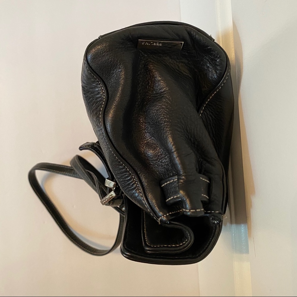 PERLINA SHOULDER BAG SATCHEL BLACK LEATHER 2 STRAP FLAP CLOSE - Picture 5 of 12